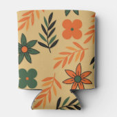 Orange Brown Floral Watercolor Botanisches Getränk Dosenkühler (Rückseite)
