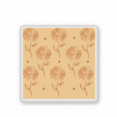 Orange Brown Flower Outline Pattern Aufkleber (Vorderseite)