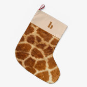 Orange Brown Giraffe Print Monogram Christmas Großer Weihnachtsstrumpf (Vorderansicht (hängend))