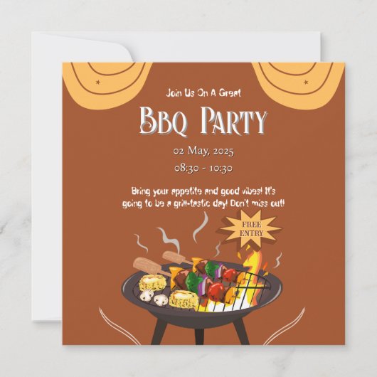 Orange Brown GRILLEN Party Flat Card (Vorderseite)