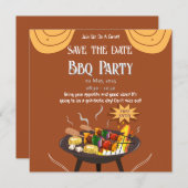 Orange Brown GRILLEN Save the Date Card (Vorne/Hinten)