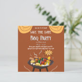 Orange Brown GRILLEN Save the Date Card (Stehend Vorderseite)