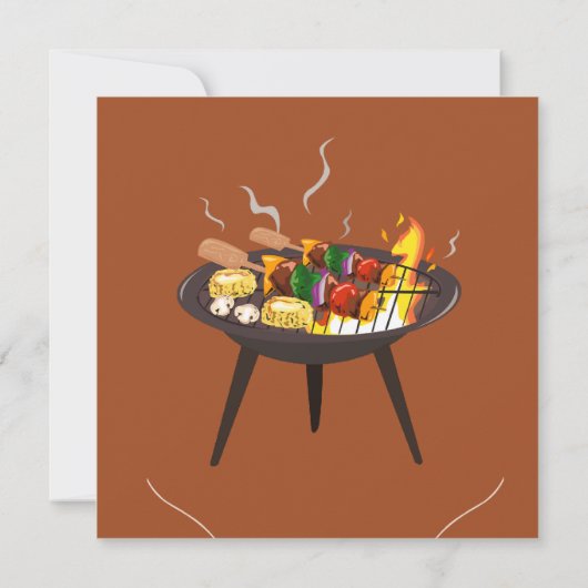 Orange Brown GRILLEN Save the Date Card (Rückseite)