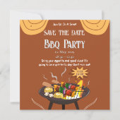Orange Brown GRILLEN Save the Date Card (Vorderseite)