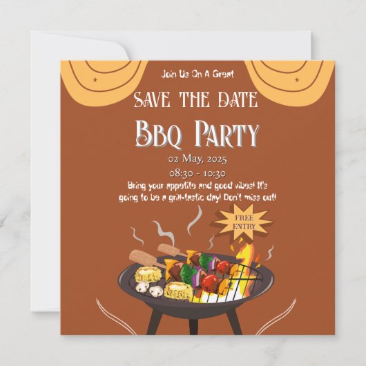 Orange Brown GRILLEN Save the Date Card (Vorderseite)