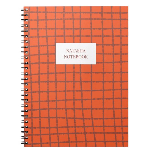 Orange Brown Karo Muster Notebook Stationierung Notizblock (Vorderseite)