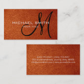 Orange Brown Leder Visitenkarte (Vorne/Hinten)