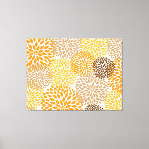 Orange Brown moderne Dahlienblütenkunst Leinwanddruck
