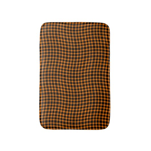 Orange Brown Plaid Checker Seamless Pattern Badematte (Vorderseite Vertikal)
