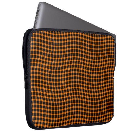 Orange Brown Plaid Checker Seamless Pattern Laptopschutzhülle (Vorne Rechts)