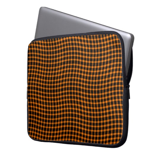 Orange Brown Plaid Checker Seamless Pattern Laptopschutzhülle (Vorderseite Links)
