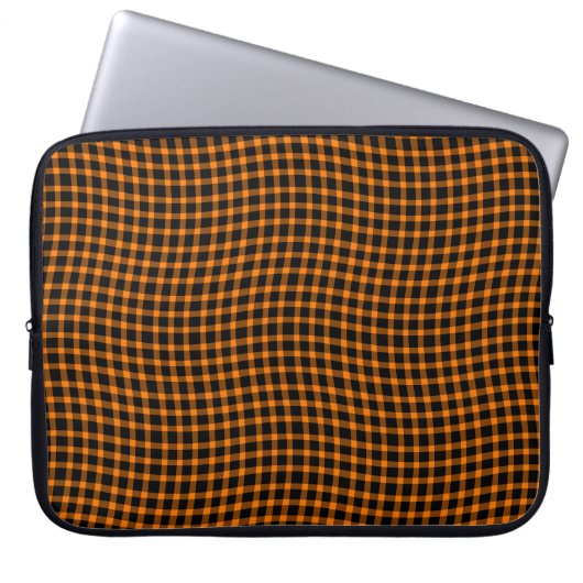 Orange Brown Plaid Checker Seamless Pattern Laptopschutzhülle (Vorderseite)