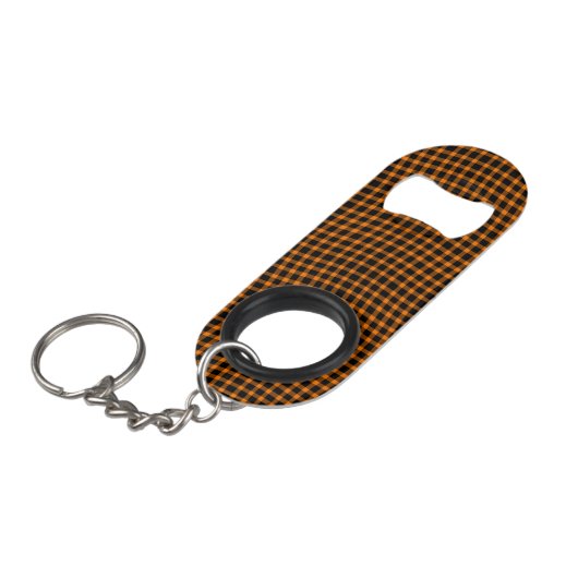 Orange Brown Plaid Checker Seamless Pattern Mini Flaschenöffner (Vorderseite Schrägansicht)