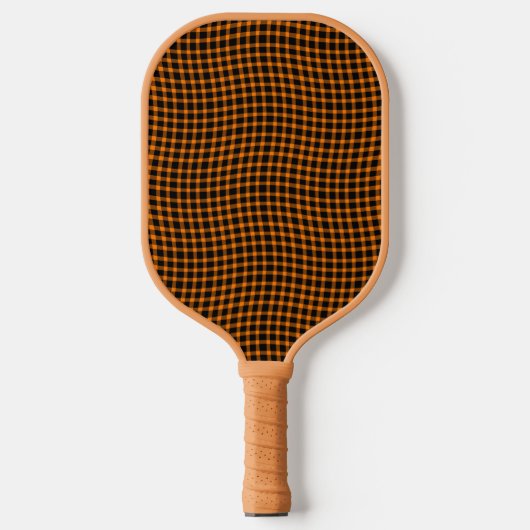 Orange Brown Plaid Checker Seamless Pattern Pickleball Schläger (Vorderseite)