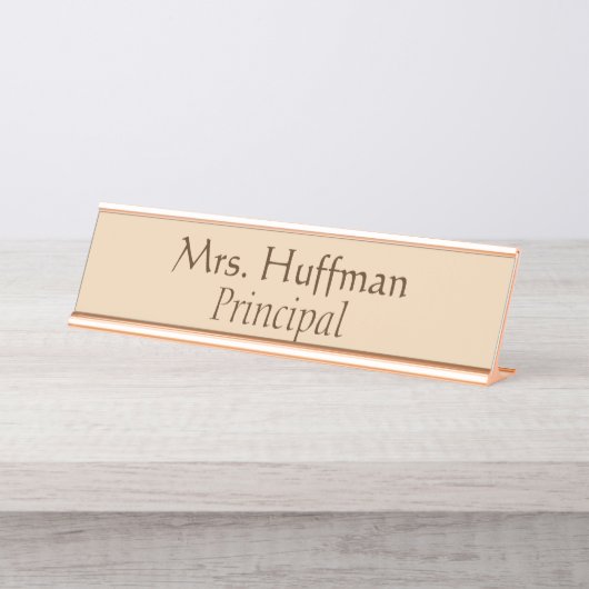 Orange Brown Principal Schreibtischnamensplakette (Vorderseite )