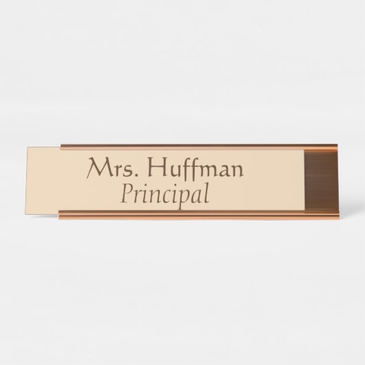 Orange Brown Principal Schreibtischnamensplakette (Vorderseite )