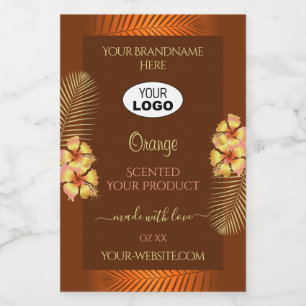 Orange Brown Product Labels Hawaiian Blume Logo Lebensmitteletikett