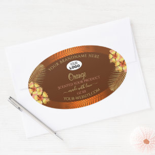 Orange Brown Product Labels Hawaiian Blume Logo Ovaler Aufkleber