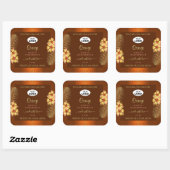 Orange Brown Product Labels Hawaiian Blume Logo Quadratischer Aufkleber (Blatt)