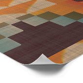 Orange Brown Red Aquamarin Blue Ethnic Tribal Mosa Poster (Ecke)