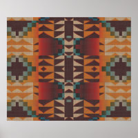 Orange Brown Red Aquamarin Blue Ethnic Tribal Mosa