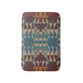 Orange Brown Red Aquamarin Blue Tribal Mosaik Must Badematte (Vorderseite Vertikal)