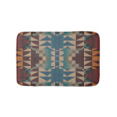 Orange Brown Red Aquamarin Blue Tribal Mosaik Must Badematte (Vorderseite)