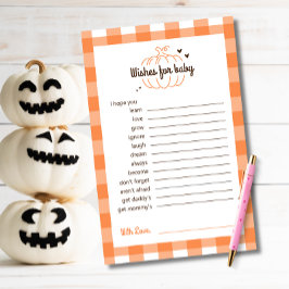 Orange Brown Retro Minimal Pumpkin Wünsche für Bab