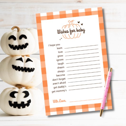 Orange Brown Retro Minimal Pumpkin Wünsche für Bab