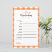 Orange Brown Retro Minimal Pumpkin Wünsche für Bab (Stehend Vorderseite)