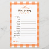 Orange Brown Retro Minimal Pumpkin Wünsche für Bab (Vorderseite)