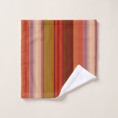 Orange Brown rust and Pink Stripes Badhandtuch Set (Waschlappen)