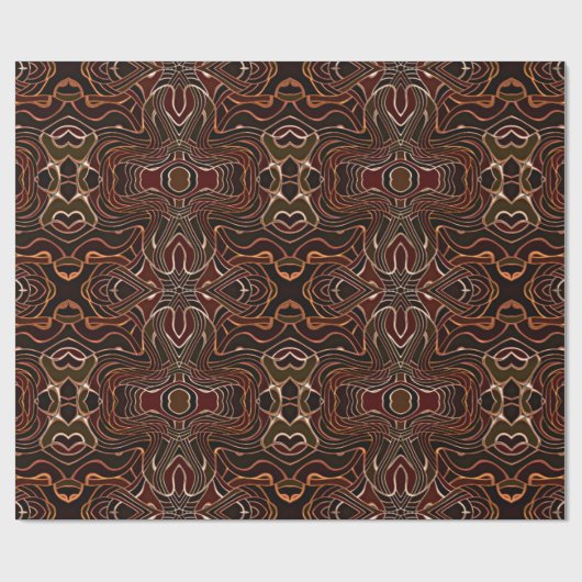 Orange Brown Schwarz-weiß Nouveau Deko Pattern Geschenkpapier (Flach)