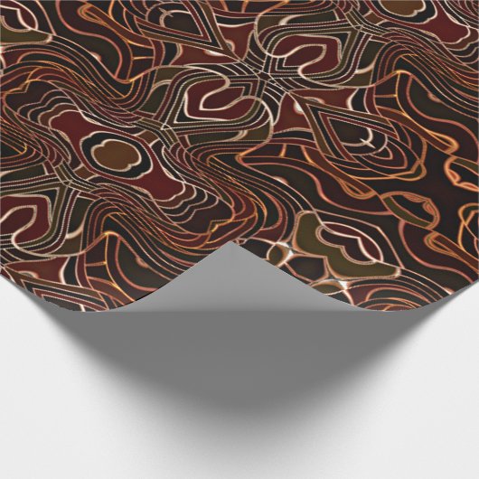 Orange Brown Schwarz-weiß Nouveau Deko Pattern Geschenkpapier (Ecke)