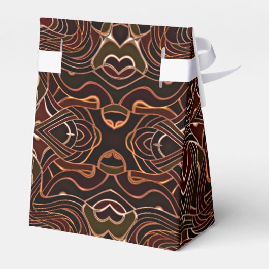 Orange Brown Schwarz-weiß Nouveau Deko Pattern Geschenkschachtel (Rückseite)