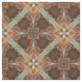 Orange Brown ScrollCircles gepolstertes grünes Mus Stoff (Nahaufnahme)