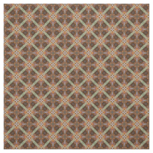 Orange Brown ScrollCircles gepolstertes grünes Mus Stoff (Muster)