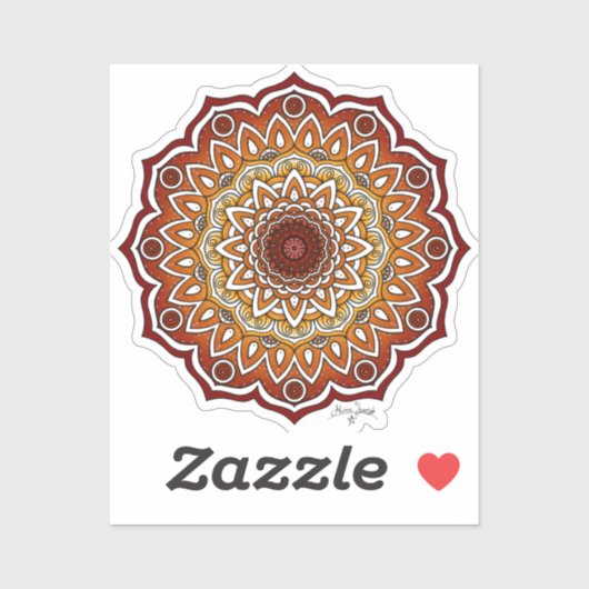 Orange & Brown Spiral and Floral Mandala Aufkleber (Blatt)