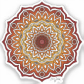 Orange & Brown Spiral and Floral Mandala Aufkleber (Vorderseite)