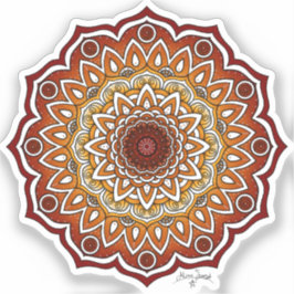 Orange & Brown Spiral and Floral Mandala Aufkleber