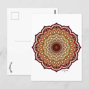 Orange & Brown Spiral and Floral Mandala Postkarte