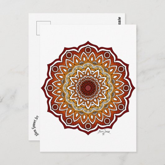 Orange & Brown Spiral and Floral Mandala Postkarte (Vorne/Hinten)