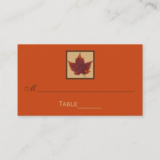 Orange Brown Striwn Autumn Leaf Platzkarten (Vorderseite)
