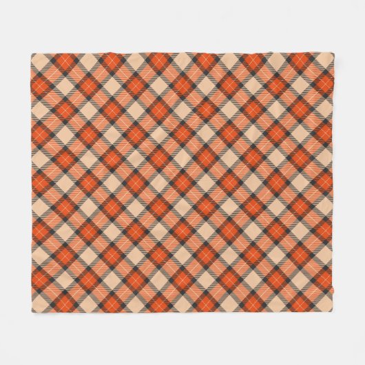 Orange Brown Tartan Pattern Fleecedecke (Vorderseite (Horizontal))