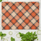 Orange Brown Tartan Pattern Geschirrtuch (Gefaltet)