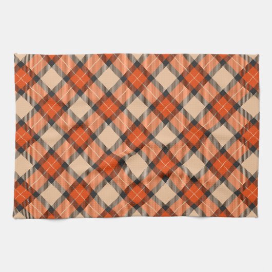 Orange Brown Tartan Pattern Geschirrtuch (Horizontal)