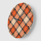 Orange Brown Tartan Pattern Große Wanduhr (Winkel)
