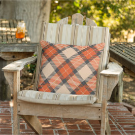 Orange Brown Tartan Pattern Kissen