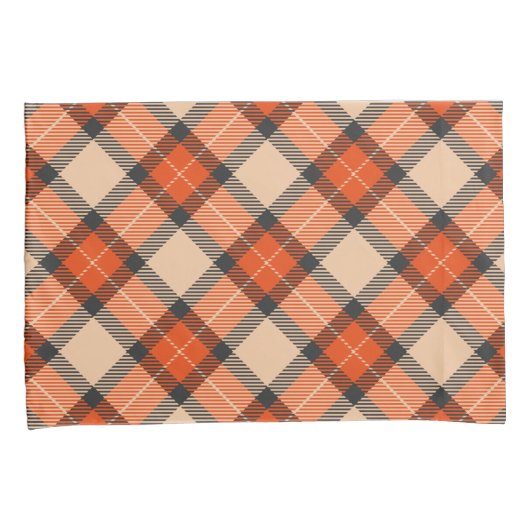 Orange Brown Tartan Pattern Kissenbezug (Vorderseite-Rechts)