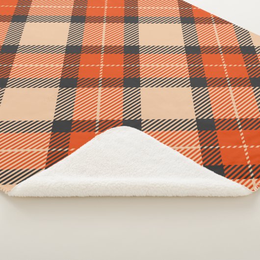 Orange Brown Tartan Pattern Sherpadecke (3/4)